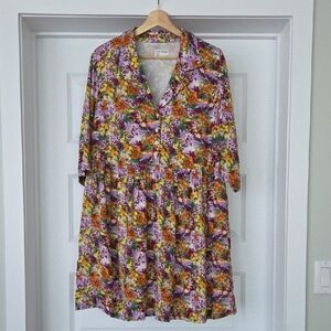 Frank And Oak Multicolor Floral A-line Dress, Size L